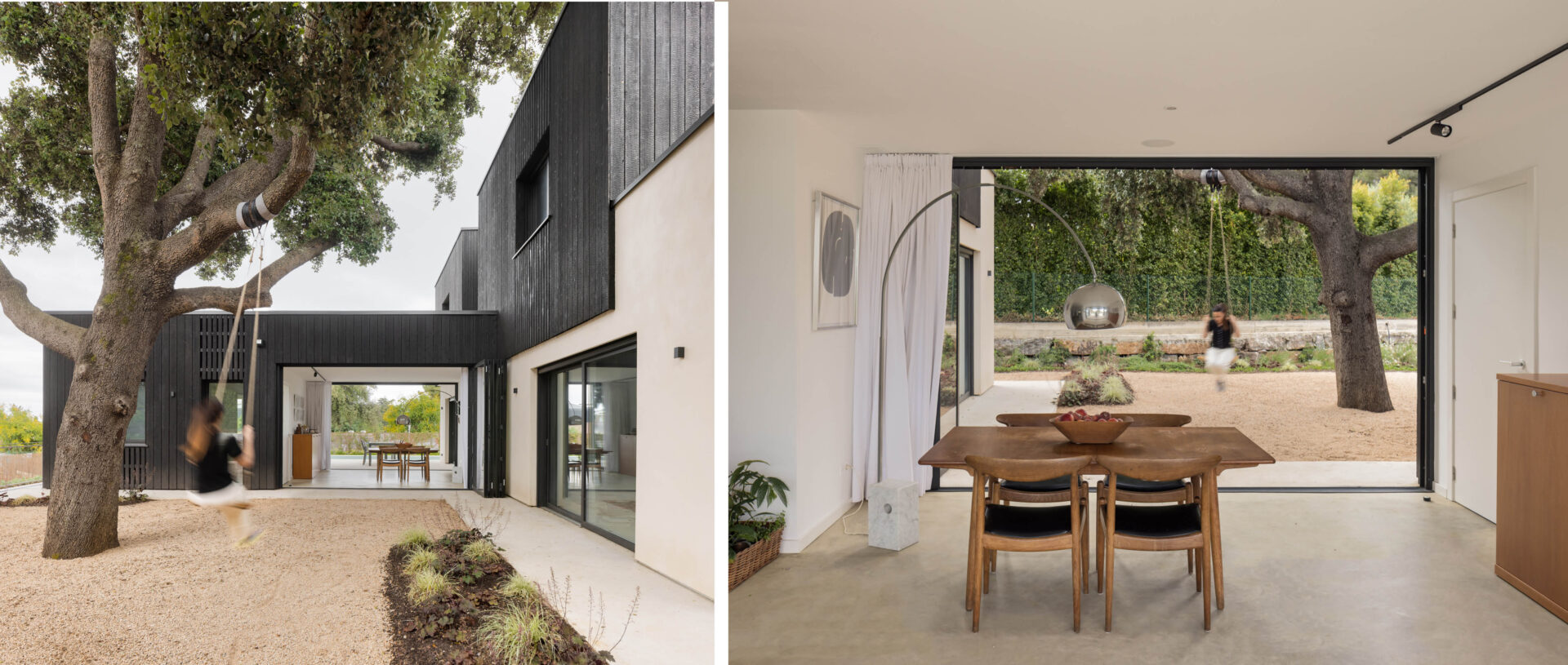 ETICS insulated façade of an energy-efficient timber home in Spain with charred cypress cladding